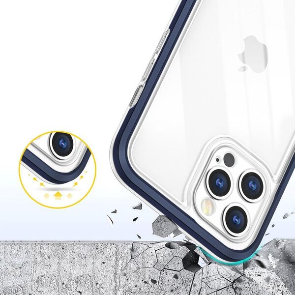 Hurtel Clear 3in1 etui do iPhone 12 Pro żelowy pokrowiec z ramką niebieski 10757622 9145576242407