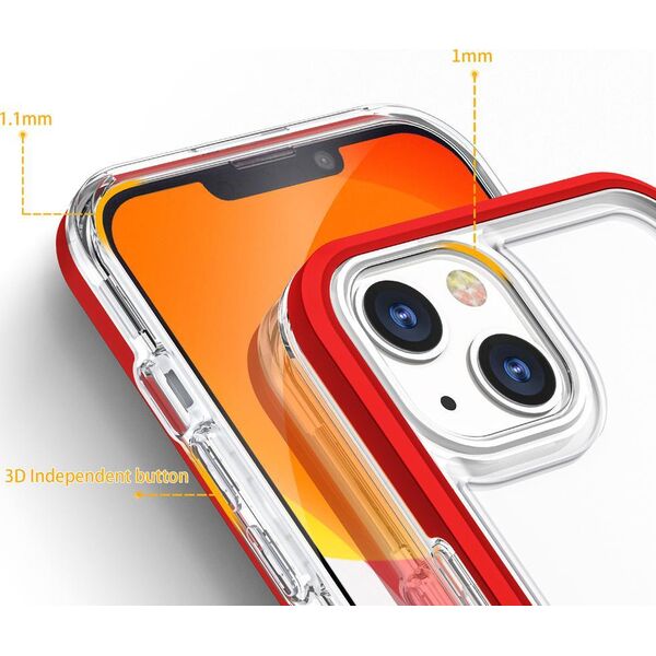 Hurtel Clear 3in1 etui do iPhone 13 mini żelowy pokrowiec z ramką czerwony 10757623 9145576242476