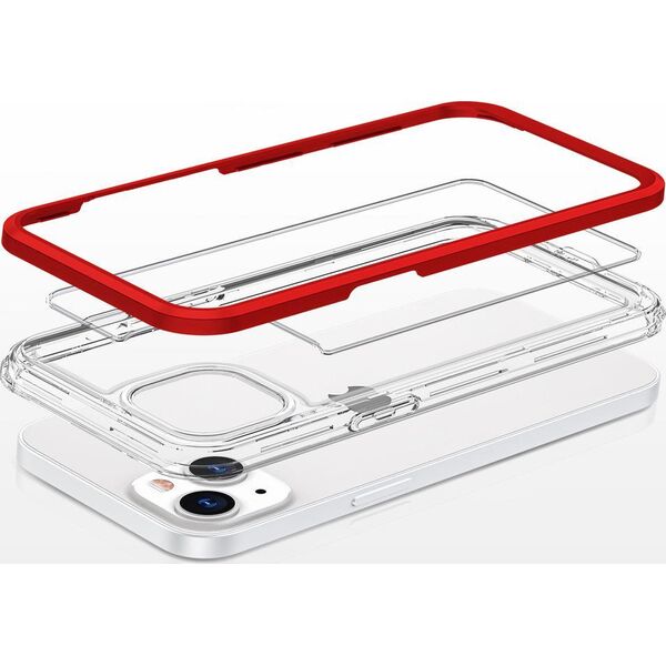 Hurtel Clear 3in1 etui do iPhone 13 mini żelowy pokrowiec z ramką czerwony 10757623 9145576242476