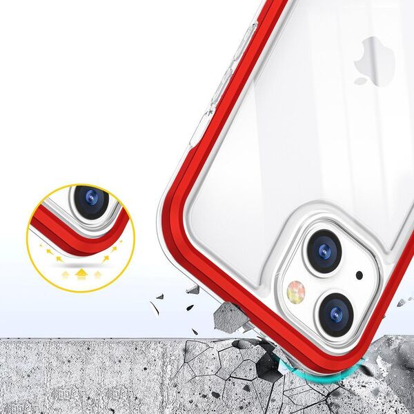 Hurtel Clear 3in1 etui do iPhone 13 mini żelowy pokrowiec z ramką czerwony 10757623 9145576242476