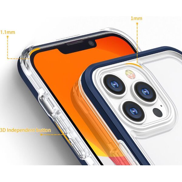 Hurtel Clear 3in1 etui do iPhone 13 Pro żelowy pokrowiec z ramką niebieski 10757625 9145576242520