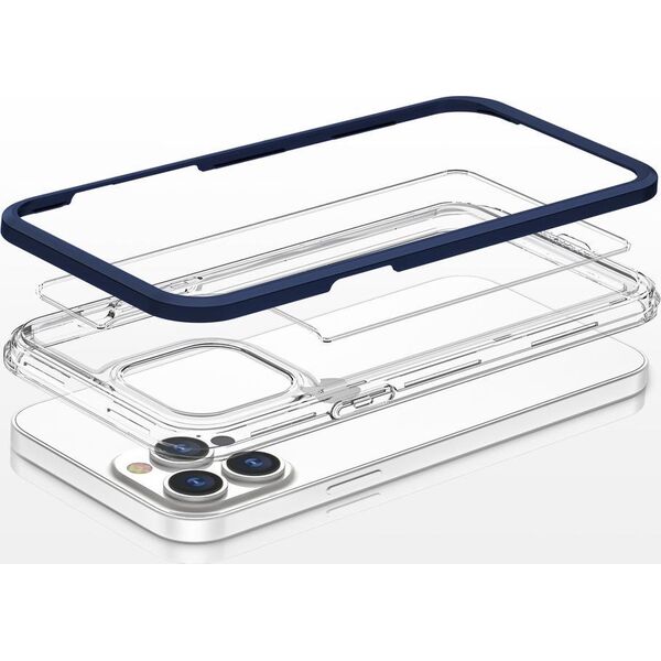 Hurtel Clear 3in1 etui do iPhone 13 Pro Max żelowy pokrowiec z ramką niebieski 10757627 9145576242551
