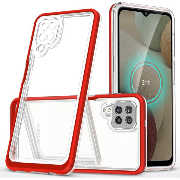 Hurtel Clear 3in1 etui do Samsung Galaxy A12 5G żelowy pokrowiec z ramką czerwony 10757630 9145576242599