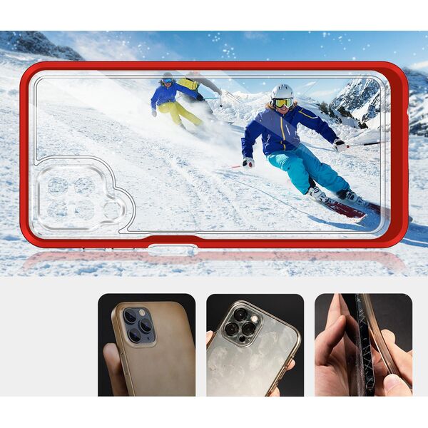 Hurtel Clear 3in1 etui do Samsung Galaxy A12 5G żelowy pokrowiec z ramką czerwony 10757630 9145576242599