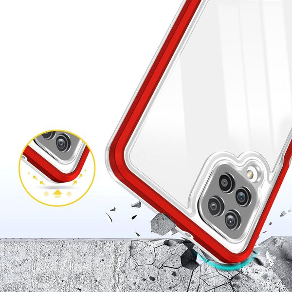 Hurtel Clear 3in1 etui do Samsung Galaxy A12 5G żelowy pokrowiec z ramką czerwony 10757630 9145576242599