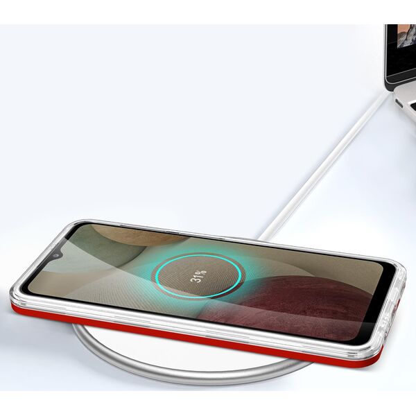 Hurtel Clear 3in1 etui do Samsung Galaxy A12 5G żelowy pokrowiec z ramką czerwony 10757630 9145576242599