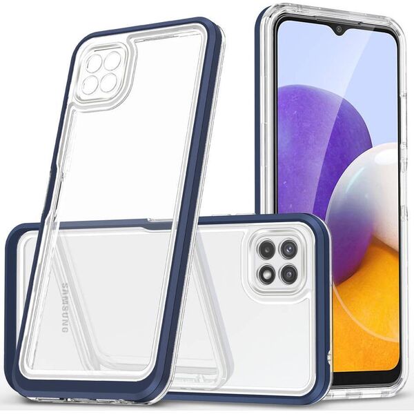 Hurtel Clear 3in1 etui do Samsung Galaxy A22 5G żelowy pokrowiec z ramką niebieski 10757631 9145576242612