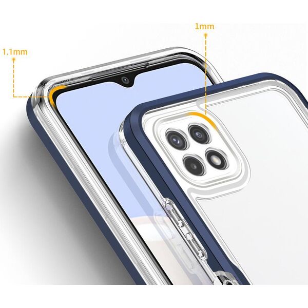 Hurtel Clear 3in1 etui do Samsung Galaxy A22 5G żelowy pokrowiec z ramką niebieski 10757631 9145576242612