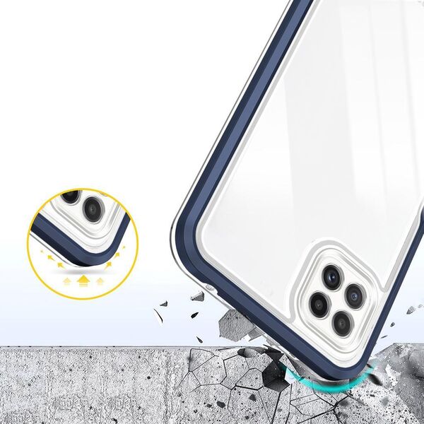 Hurtel Clear 3in1 etui do Samsung Galaxy A22 5G żelowy pokrowiec z ramką niebieski 10757631 9145576242612