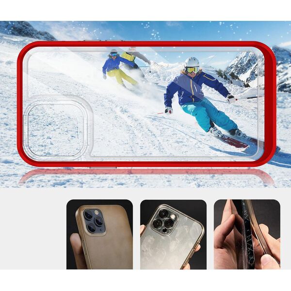 Hurtel Clear 3in1 etui do iPhone 13 Pro Max żelowy pokrowiec z ramką czerwony 10757632 9145576242568
