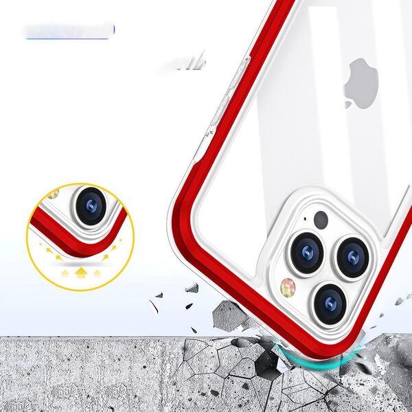 Hurtel Clear 3in1 etui do iPhone 13 Pro Max żelowy pokrowiec z ramką czerwony 10757632 9145576242568