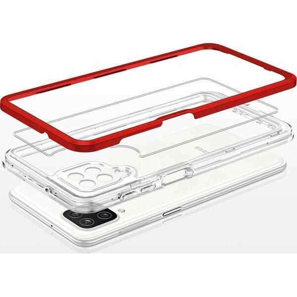 Hurtel Clear 3in1 etui do Samsung Galaxy A22 4G żelowy pokrowiec z ramką czerwony 10757638 9145576242650