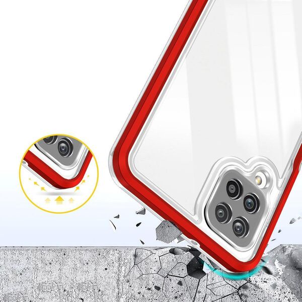 Hurtel Clear 3in1 etui do Samsung Galaxy A22 4G żelowy pokrowiec z ramką czerwony 10757638 9145576242650