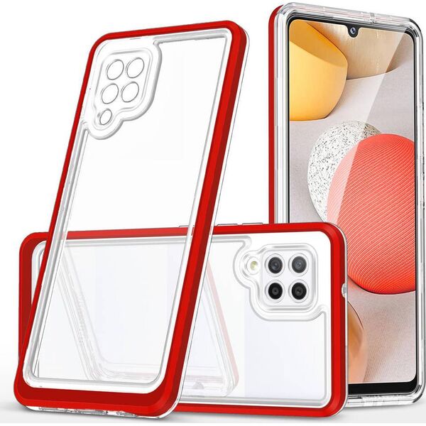 Hurtel Clear 3in1 etui do Samsung Galaxy A42 5G żelowy pokrowiec z ramką czerwony 10757641 9145576242742