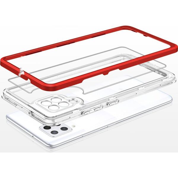 Hurtel Clear 3in1 etui do Samsung Galaxy A42 5G żelowy pokrowiec z ramką czerwony 10757641 9145576242742