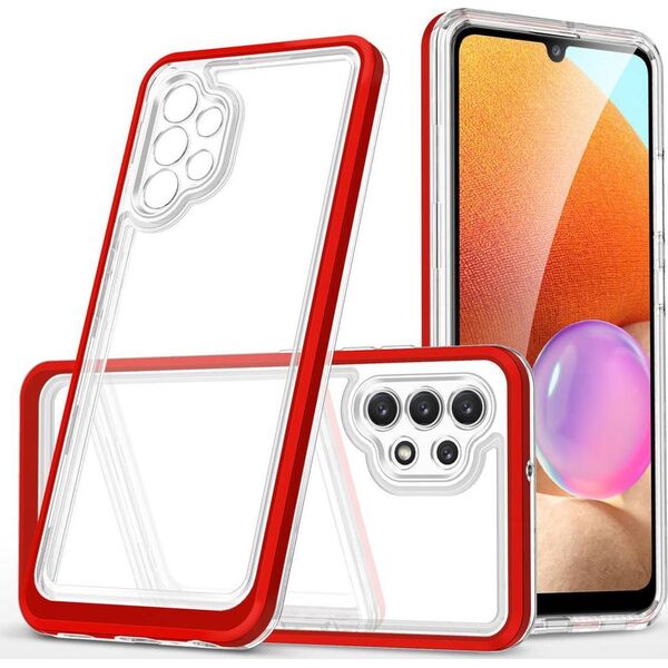 Hurtel Clear 3in1 etui do Samsung Galaxy A72 4G żelowy pokrowiec z ramką czerwony 10757645 9145576242803