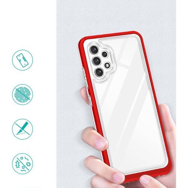 Hurtel Clear 3in1 etui do Samsung Galaxy A72 4G żelowy pokrowiec z ramką czerwony 10757645 9145576242803