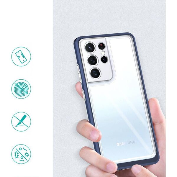Hurtel Clear 3in1 etui do Samsung Galaxy S21 Ultra 5G żelowy pokrowiec z ramką niebieski 10757650 9145576242889