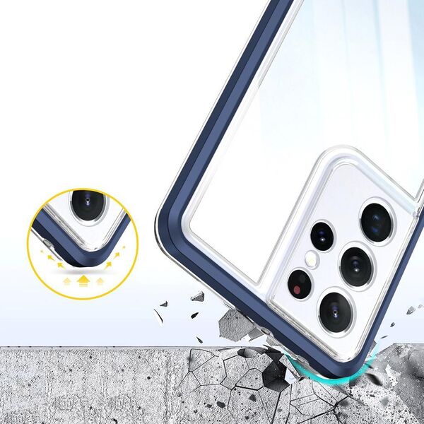 Hurtel Clear 3in1 etui do Samsung Galaxy S21 Ultra 5G żelowy pokrowiec z ramką niebieski 10757650 9145576242889