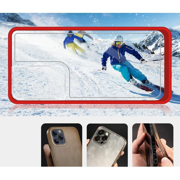 Hurtel Clear 3in1 etui do Samsung Galaxy S21 Ultra 5G żelowy pokrowiec z ramką czerwony 10757651 9145576242896
