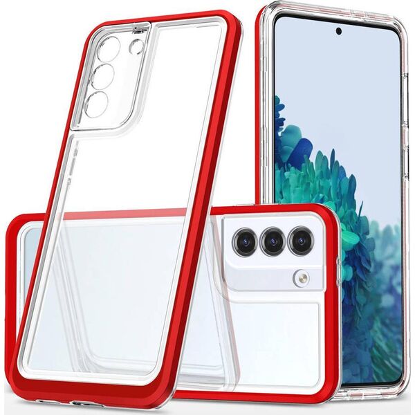 Hurtel Clear 3in1 etui do Samsung Galaxy S22+ (S22 Plus) żelowy pokrowiec z ramką czerwony 10757656 9145576243015