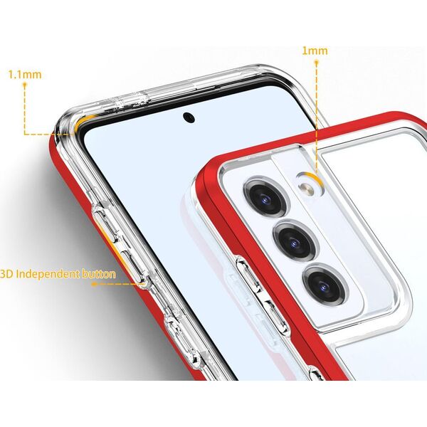 Hurtel Clear 3in1 etui do Samsung Galaxy S22+ (S22 Plus) żelowy pokrowiec z ramką czerwony 10757656 9145576243015