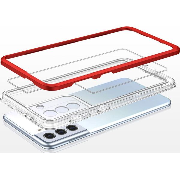 Hurtel Clear 3in1 etui do Samsung Galaxy S22+ (S22 Plus) żelowy pokrowiec z ramką czerwony 10757656 9145576243015