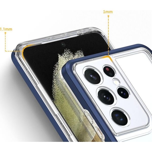 Hurtel Clear 3in1 etui do Samsung Galaxy S22 Ultra żelowy pokrowiec z ramką niebieski 10757659 9145576243039
