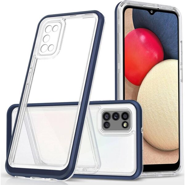 Hurtel Clear 3in1 etui do Samsung Galaxy A03s (166) żelowy pokrowiec z ramką niebieski 10757662 9145576243060