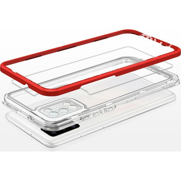 Hurtel Clear 3in1 etui do Samsung Galaxy A03s (166) żelowy pokrowiec z ramką czerwony 10757663 9145576243077