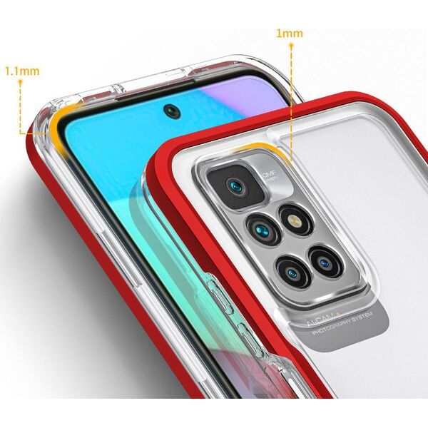 Hurtel Clear 3in1 etui do Xiaomi Redmi 10 żelowy pokrowiec z ramką czerwony 10757665 9145576243107