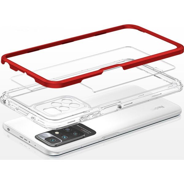 Hurtel Clear 3in1 etui do Xiaomi Redmi 10 żelowy pokrowiec z ramką czerwony 10757665 9145576243107
