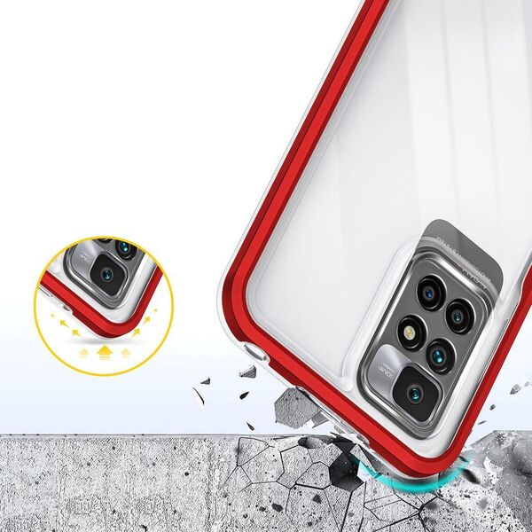 Hurtel Clear 3in1 etui do Xiaomi Redmi 10 żelowy pokrowiec z ramką czerwony 10757665 9145576243107