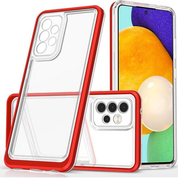Hurtel Etui Clear 3in1 etui do Samsung Galaxy A73 żelowy pokrowiec z ramką czerwony 10757673 9145576244593