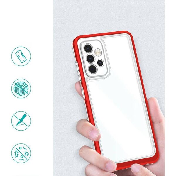 Hurtel Etui Clear 3in1 etui do Samsung Galaxy A73 żelowy pokrowiec z ramką czerwony 10757673 9145576244593