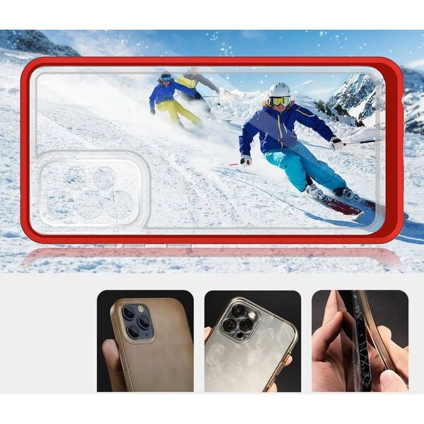 Hurtel Etui Clear 3in1 etui do Samsung Galaxy A73 żelowy pokrowiec z ramką czerwony 10757673 9145576244593