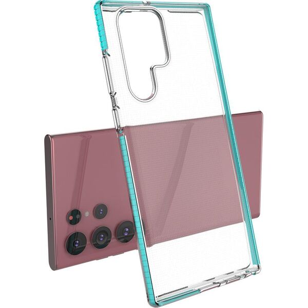 Hurtel Spring Case pokrowiec żelowe etui z kolorową ramką do Samsung Galaxy S22 Ultra jasnoróżowy 10757685 9145576244159