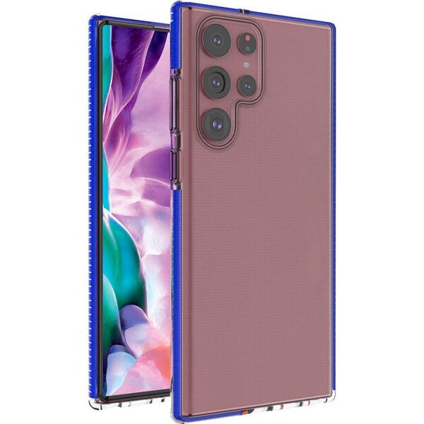 Hurtel Spring Case pokrowiec żelowe etui z kolorową ramką do Samsung Galaxy S22 Ultra ciemnoniebieski 10757688 9145576244166