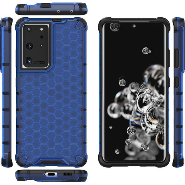 Hurtel Honeycomb etui pancerny pokrowiec z żelową ramką Samsung Galaxy S22 Ultra niebieski 10757744 9145576244883
