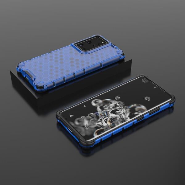 Hurtel Honeycomb etui pancerny pokrowiec z żelową ramką Samsung Galaxy S22 Ultra niebieski 10757744 9145576244883