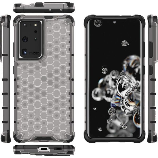 Hurtel Honeycomb etui pancerny pokrowiec z żelową ramką Samsung Galaxy S22 Ultra przezroczysty 10757745 9145576244890