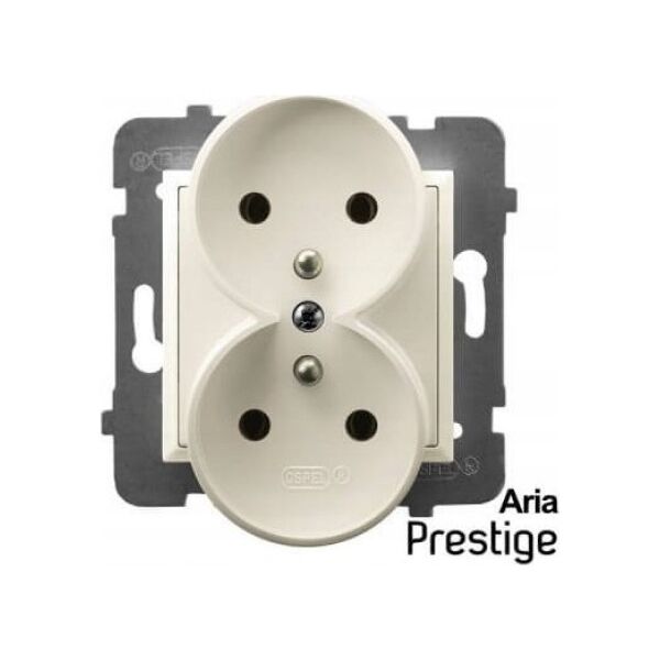 Ospel Aria Gniazdo podwójne z uziemieniem ecru do ramek z linii Prestige GP-2URAZ/M/27 Ospel 10800338 5906729004440