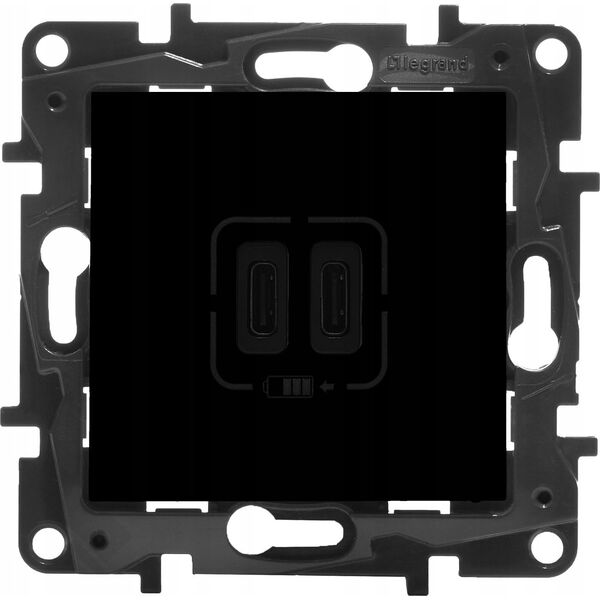 Legrand Ładowarka USB-C Legrand Niloe Step 863539 podwójna 2xUSB typu C 3A czarny 10802630 3414971842014