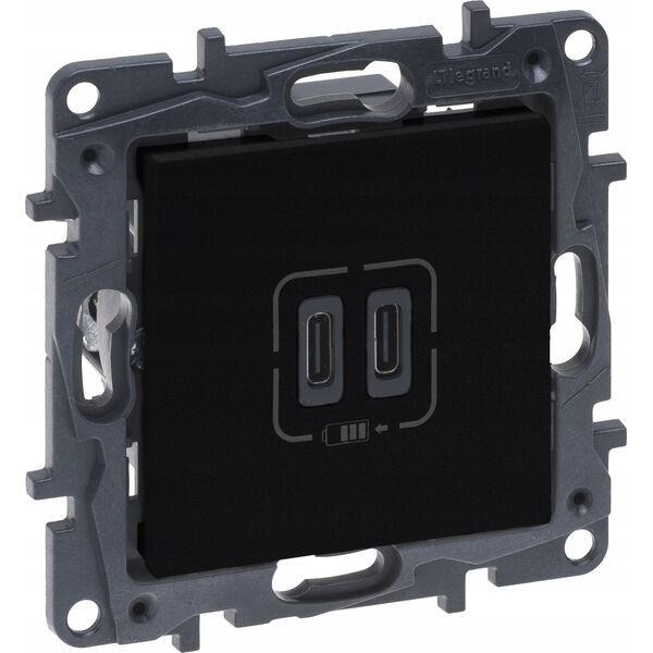 Legrand Ładowarka USB-C Legrand Niloe Step 863539 podwójna 2xUSB typu C 3A czarny 10802630 3414971842014