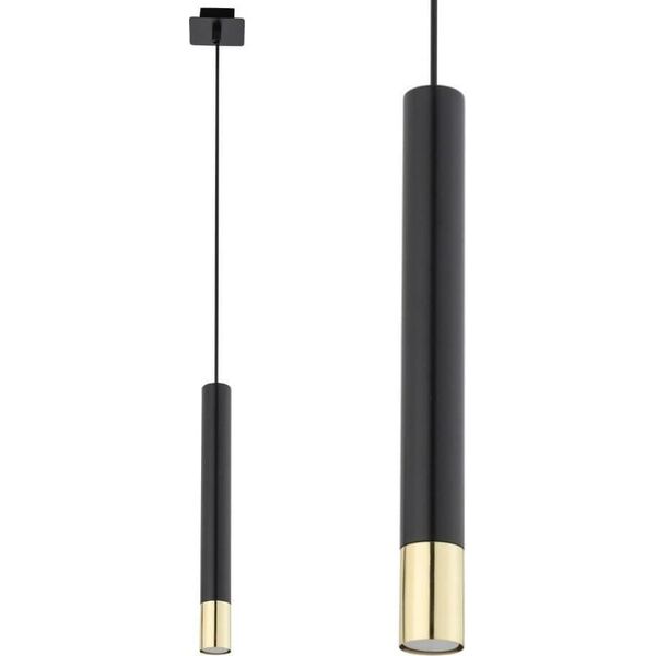 Lampa wisząca Sigma Wisząca lampa Sopel Grand 33393 okrągły zwis tuba czarna złota 10899957 5907554419164