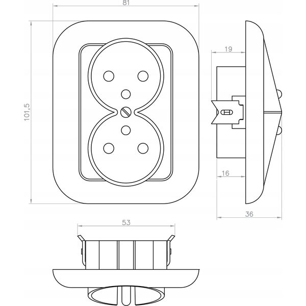 Montis Gniazdo wtyczkowe podwójne PT-5F MONTIS EXTENSA MT057 10916602 5901811404887