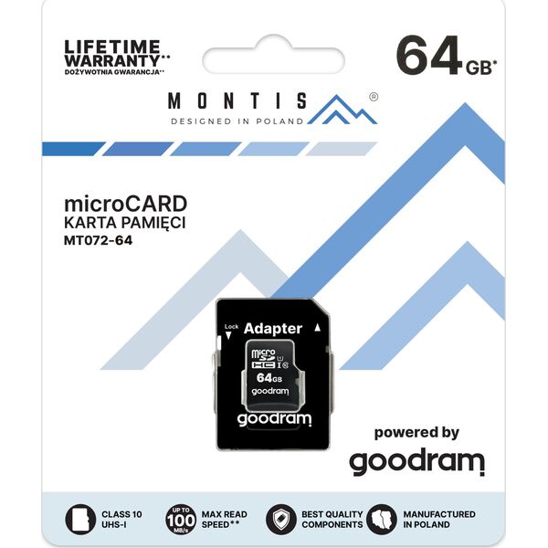 Karta Montis MT072 MicroSDXC 64 GB Class 10 UHS-I/U1  (MT072-64) 10916630 5901811405174