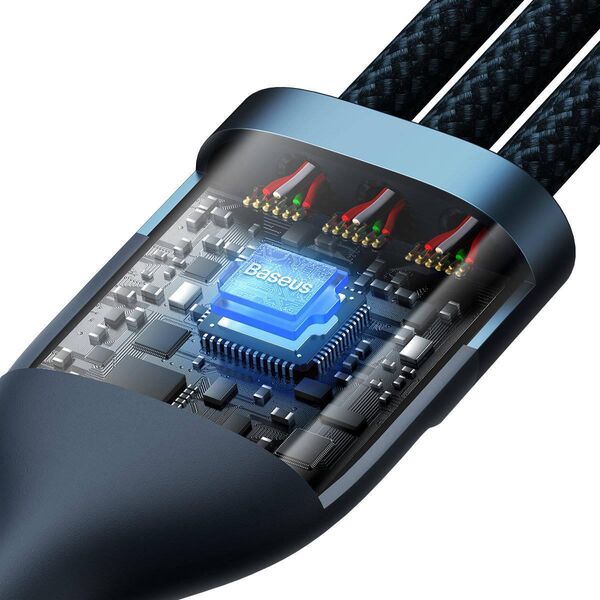 Kabel USB Baseus USB-A - USB-C + microUSB + Lightning 1.2 m Niebieski (CASS030003) 11026770 6932172608729