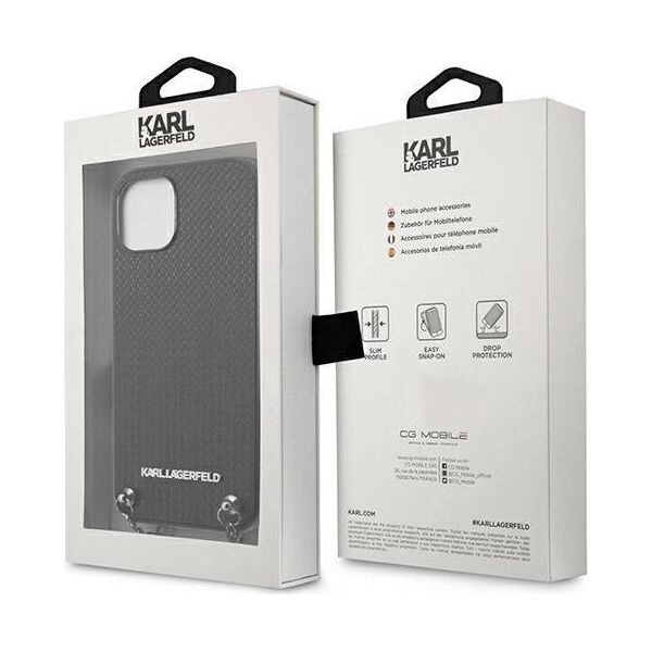 Karl Lagerfeld Karl Lagerfeld KLHCP13SPMK iPhone 13 mini 5,4" hardcase czarny/black Leather Textured and Chain 11039630 3666339049928
