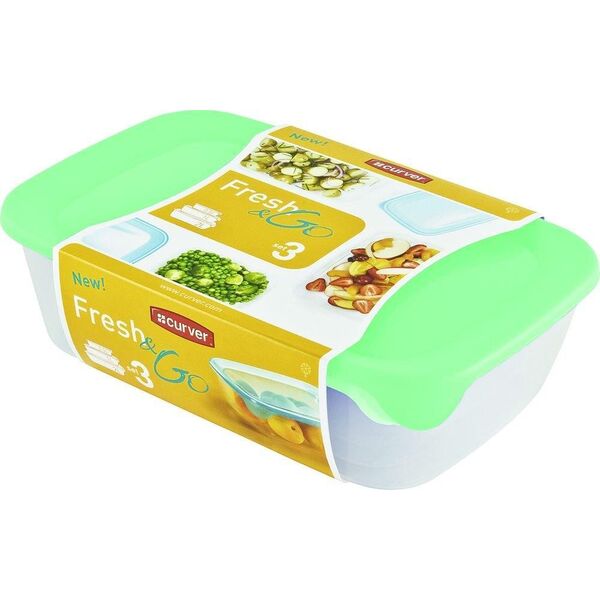 Curver Plastikowy zestaw pojemników FRESH and GO - mięta 11084645 3253928026349
